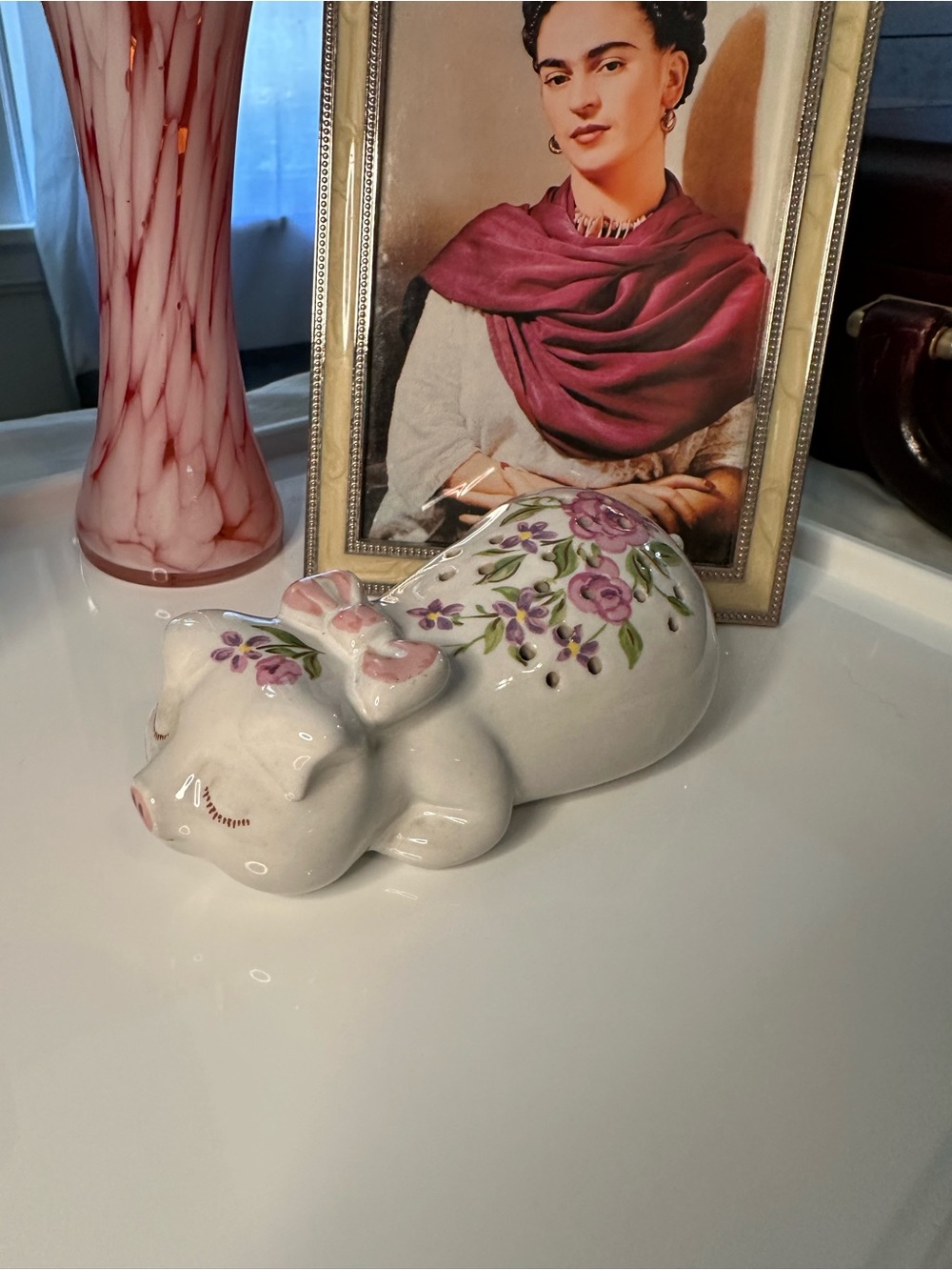 Vintage 1978 Avon Ceramarte Floral Pig Figurine | Hand Decorated Brazil Ceramic - Picture 2 of 10